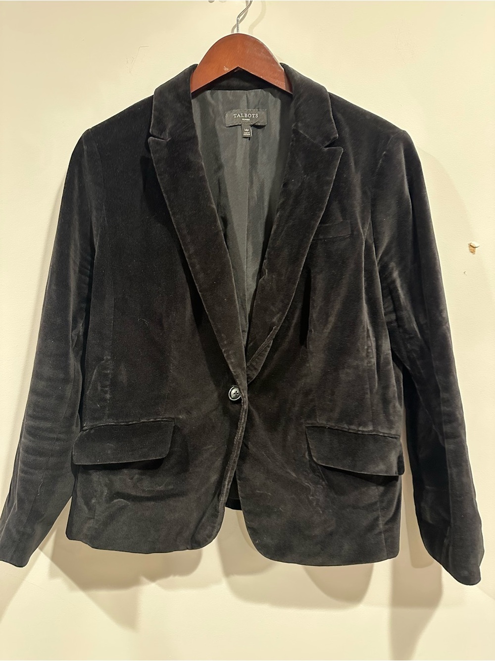 Talbots Black Velvet Single-Button Blazer